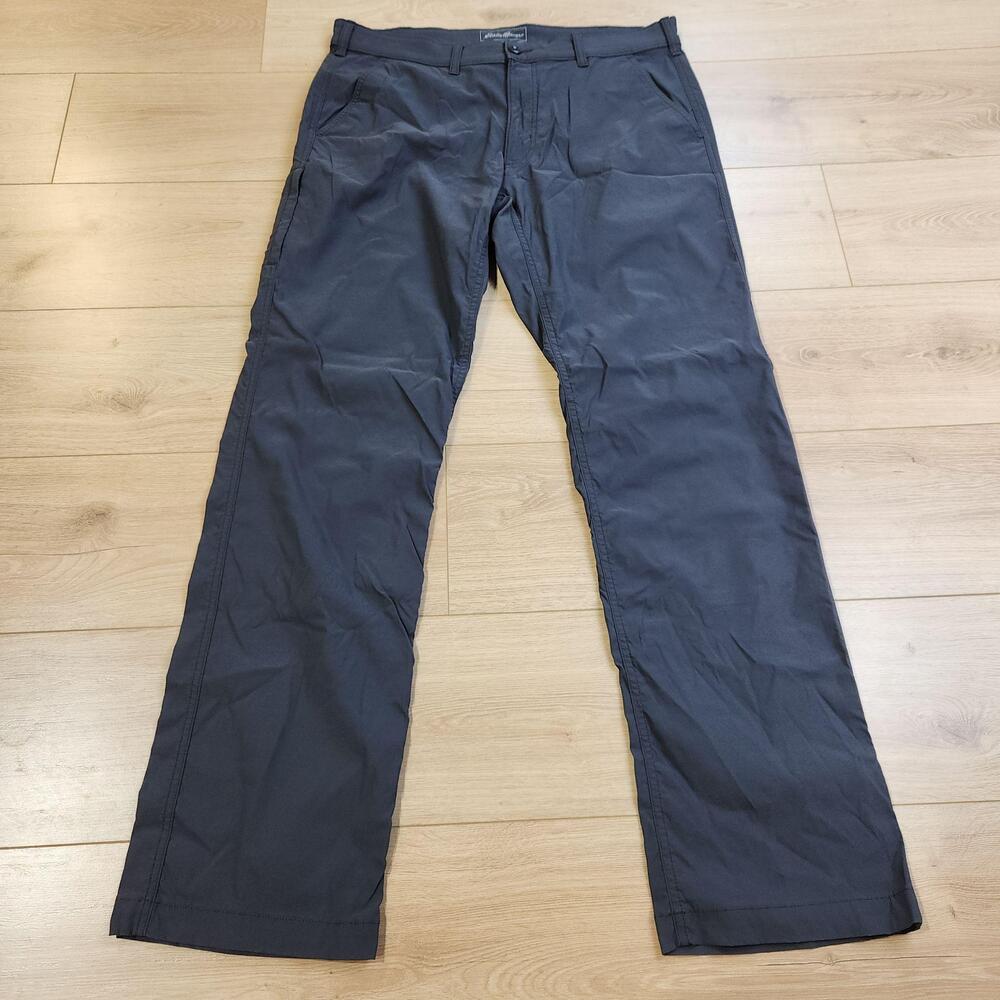 Eddie Bauer Travex Pants Mens 36x36 Gray Chino Microfiber Stretch Travel Tech
